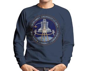 NASA STS 64 Discovery Mission Badge Distressed Men's Sweatshirt - Navy Blue