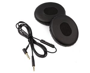 REYTID Replacement Cable and Ear Pad Cushion Kit Compatible with Bose QC25 QuietComfort 25 & SoundTrue (Around-Ear) Headphones - Black - Black