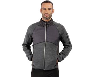 Regatta Mens Robson Panelled Hooded Stretchy Hybrid Fleece Jacket - Seal Grey