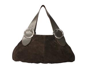 Rosa Bella Siena Genuine Suede Handbag - Brown