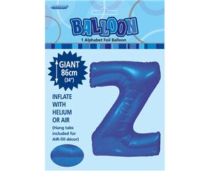 Royal Blue Z Alphabet Foil Balloon 86cm