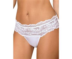 Roza Sefia Floral Lace Thong - White