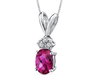 Ruby Diamond Pendant 14K White Gold Oval 7 x 5 mm 1 ct NSJP9028