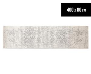 Rug Culture 400x80cm Cairo Runner Rug - Bone White/Silver