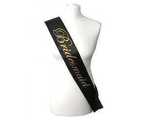 Single Layer Black with Gold Satin Bridemaid Night Party Text Sash Banner 160cm x 80cm x 10cm