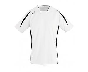 Sols Mens Maracana 2 Short Sleeve Football T-Shirt (White/Black) - PC2810