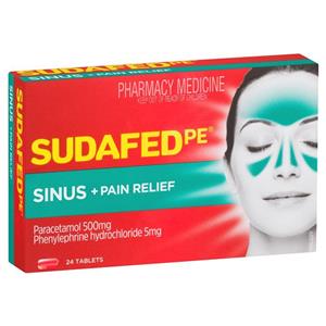 Sudafed PE Sinus and Pain Relief 24 Tablets