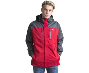 Trespass Mens Wooster Detachable Hood Zip Waterproof Jacket Coat - Red