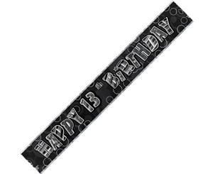 Unique Party 13Th Birthday Black/Silver Glitz Foil Banner (Black/Silver) - SG12301