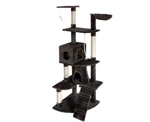 193cm Multi Level Pet Cat Tree Trees Scratching Post Scratcher Tower Condo- Grey