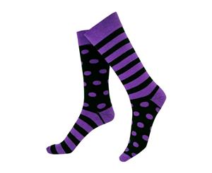 2 pairs - Oddzeez Fun Odd Socks - Combed Cotton - 'Purple Rain'