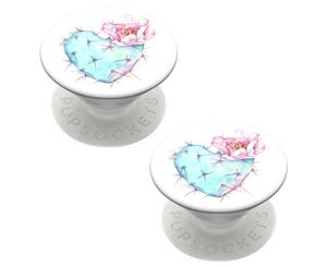 2x PopSockets Universal Swappable PopGrip Holder w/Base Succulent Heart f/ Phone