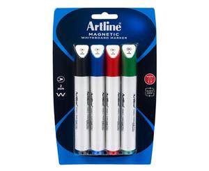 4pc Artline Magnetic Whiteboard Markers Writing Pens Assorted Standard Colours