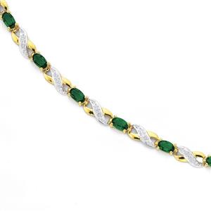 9ct Gold Created Emerald & Diamond Bracelet