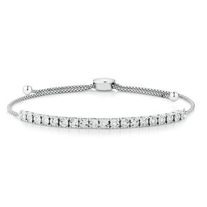 Adjustable Bracelet with 0.20 Carat TW of Diamonds in Sterling Silver