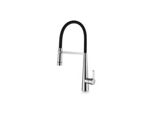 Black and Chrome Gooseneck Detachable Spray Brass Kitchen Mixer With LED