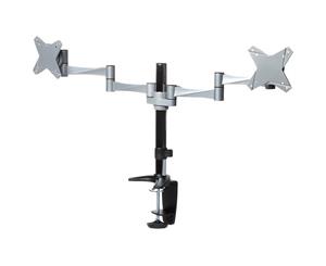 Brateck BT-LDT02-C024 13-27" Dual LCD Desk Clamp Mount Max arm reach 858mm. Tilt-+15deg Swivel 360deg. Max Load 8kg per arm Supports 75 &100mm V