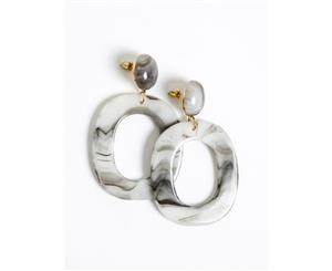 Brieleon Womens Ophelia Earrings In White Grey Jewellery Earrings