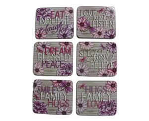 Country Inspired Kitchen DAHLIA Cinnamon Cork Backed Coasters Set 6 New