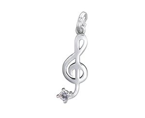 Cubic Zirconia and Sterling Silver Treble Clef Charm