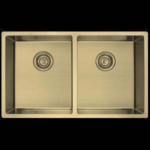 D'LUCCI Light Gold Double Bowl Sink Rectangular Inset / Undermount