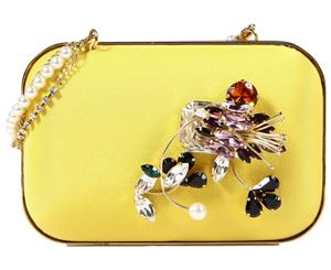 DSQUARED2 Floral Rhinestone Clutch - Yellow