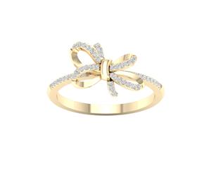 De Couer 9KT Yellow Gold Diamond Knot Ring (1/8CT TDW H-I Color I2 Clarity)