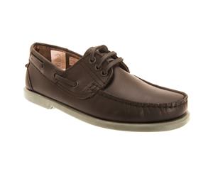 Dek Mens Leather Moccasin Boat Shoes (Brown) - DF567