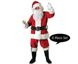 Deluxe Ultra Velvet Santa Suit Christmas Costume 6 Piece - Adult Standard