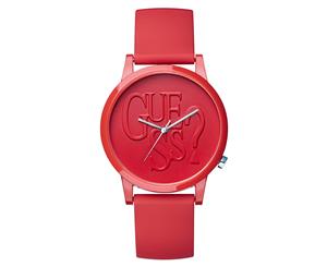 GUESS 40mm Logo Analogue Silicone Watch - Red