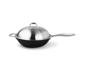 Gotha Wok with Lid 32cm Cast Iron Anti-Rust Cast Stainless Steel Induction Cookware
