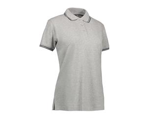 Id Womens/Ladies Stretch Contrast Polo Shirt (Grey Melange) - ID471