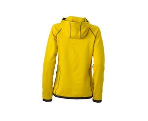 James And Nicholson Womens/Ladies Hooded Fleece (Yellow/Carbon) - FU680