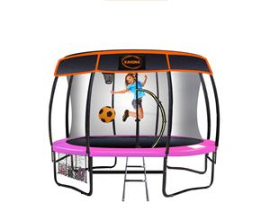 Kahuna Trampoline 12 ft with Basket ball set and Roof-Pink