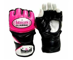 MORGAN V2 Endurance MMA UFC Fight & X-Trainning Gloves Grappling Gloves - Black/Fluro Pink Piping