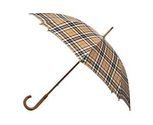 Manual Wood Umbrella Tartan Camel Thomson