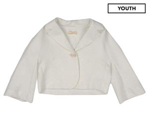 Monnalisa Chic Girls' Single-Breasted Blazer - White