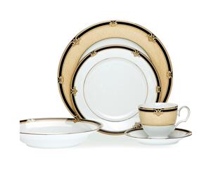 Noritake Braidwood 20 Piece Dinner Set with 22K Gold Trim Bone China 4 Person