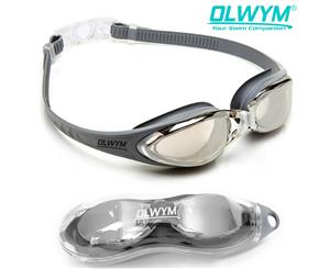 OLWYM Swimming Goggles - Spider - Anti Fog No Leak UV Protected Mirrored Lens Swim Goggles - Grey