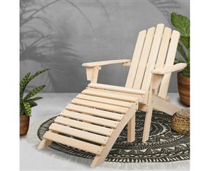 Outdoor Chairs Beach Chair Wooden Adirondack Sun Lounge Lounger Furniture Foldable Day Bed Ottoman Gardeon