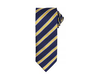 Premier Mens Waffle Stripe Formal Business Tie (Pack Of 2) (Navy/Gold) - RW6950