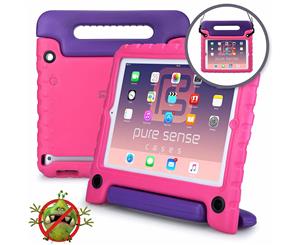 Pure Sense Buddy [Anti-Microbial Kids Case] Child Proof Samsung Tab A 10.1 2016 | Rugged Cover Stand Handle Shoulder Strap | SM-T580 T585 (Pink)