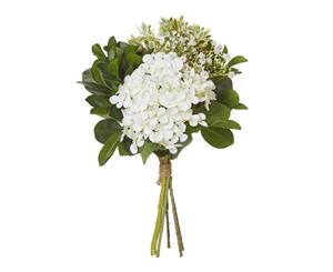 Rogue Plastic Fabric Wire Hydrangea Bundle Flower Bouquet White - Display