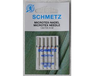 Schmetz Machine Needles MICROTEX Size 80/12 Pack 5 Needles 130/705H-J System