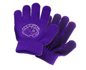 Sparkle Horsehead Childs Horse Bike Riding Play Gloves Purple Or Black - Purple