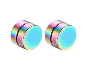 Stainless Steel Magnetic Clip Rainbow Mens Earrings