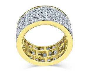 Sterling 925er Silber Micro Pave Ring - INVISIBLE ROWS - Gold