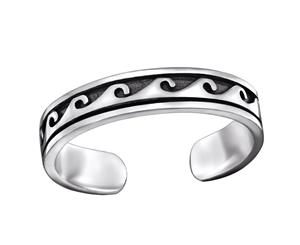 Sterling Silver Wave Adjustable Toe Ring