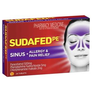 Sudafed PE Sinus and Allergy Pain Relief 24 Tablets