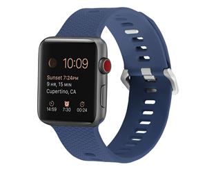 WIWU Silicone Plaid Sport Watch Band 38MM 42MM Soft Strap Watch Series 5/4/3/2/1-Navy